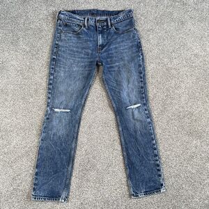 Levis 511 Slim Straight Jeans Mens Blue Mid Rise Distressed Denim Size 33x29